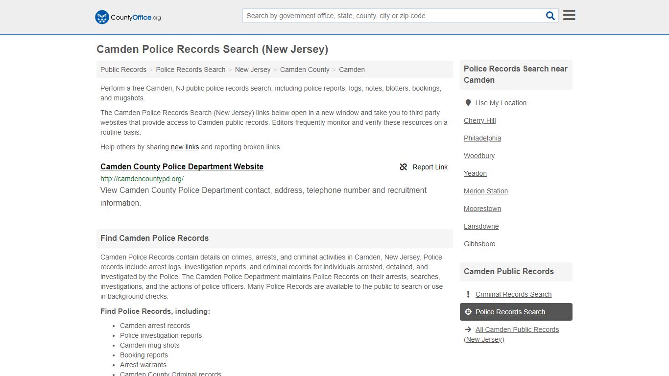 Police Records Search - Camden, NJ (Accidents & Arrest Records)